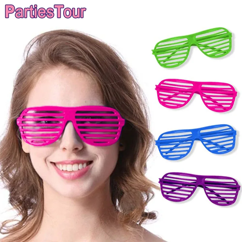

Neon Color Shutter Glasses 80's Party Slotted Sunglasses for Kids Adults 90s Retro Rock Pop Star Disco Dress-Up Party Supplies