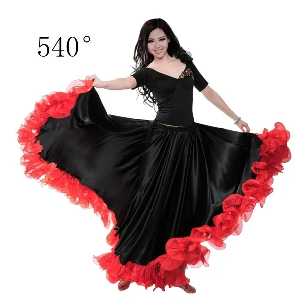 FEECOLOR Женская юбка для танцев испанская фламенко танцевальная атласная длинная