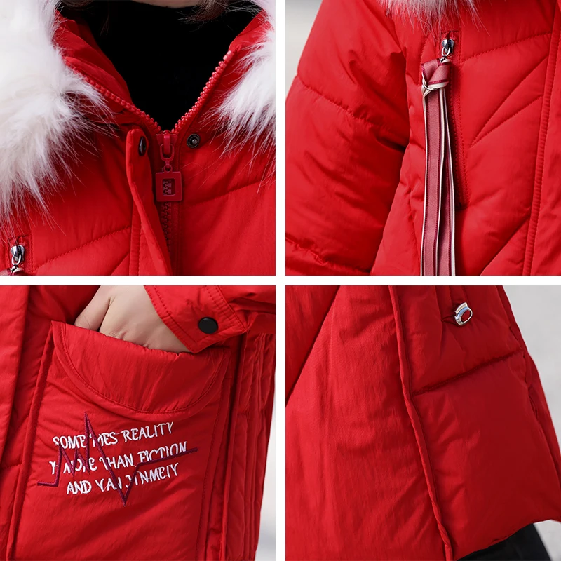 

2020 Winter Jacket Coat Women Fur Hooded Thick Warm Down Parkas X-Long Outwear Womens Jackets Coats Overcoat