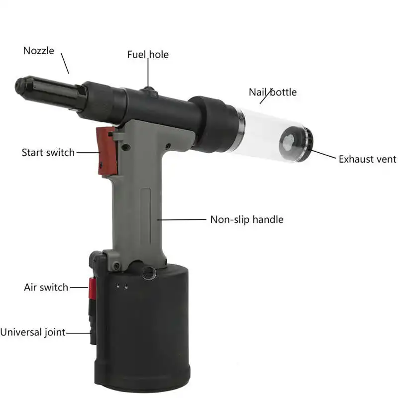 

Air Hydraulic Rivet Gun Industrial-Grade Pneumatic Riveting Tools KP-7215X 1/4in Electric cordless