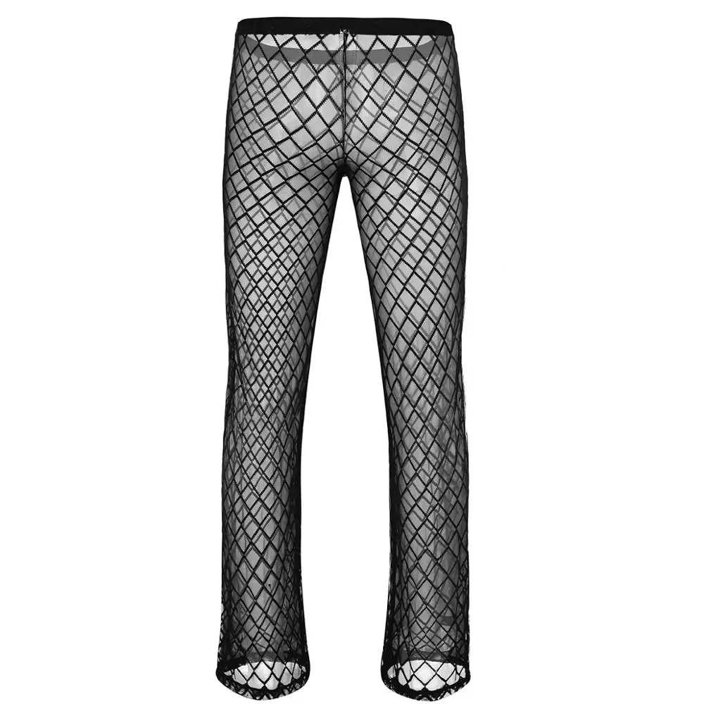 Мужские сетчатые брюки сетка Прозрачное нижнее белье домашние штаны для отдыха