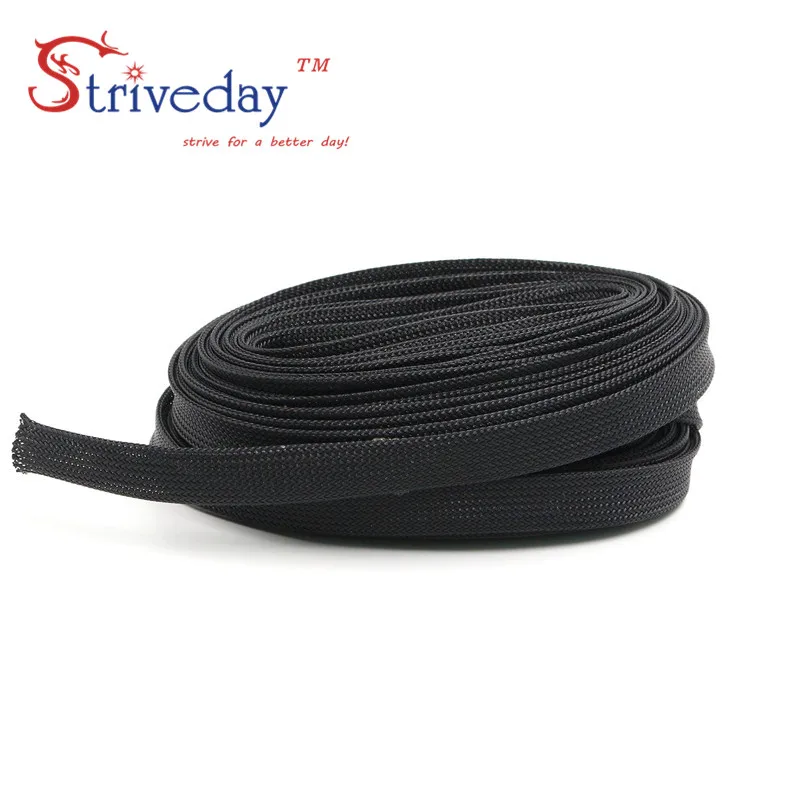 

10 / 30 meters 14mm Black Nylon Net Expandable Sleeving High Density Sheathing Plaited Cable Sleeves Shock-absorbing net
