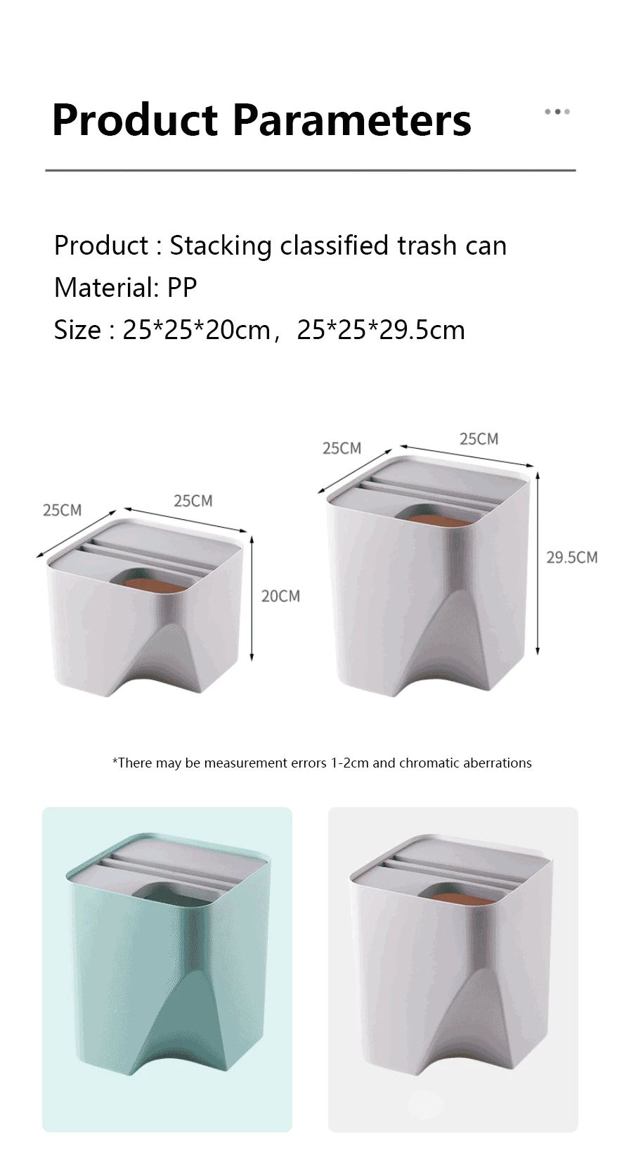 Kitchen Trash Can Stacked Sorting Trash Bin Recycling Bin Household Dry And Wet Separation Waste Bin Rubbish Bin for Bathroom