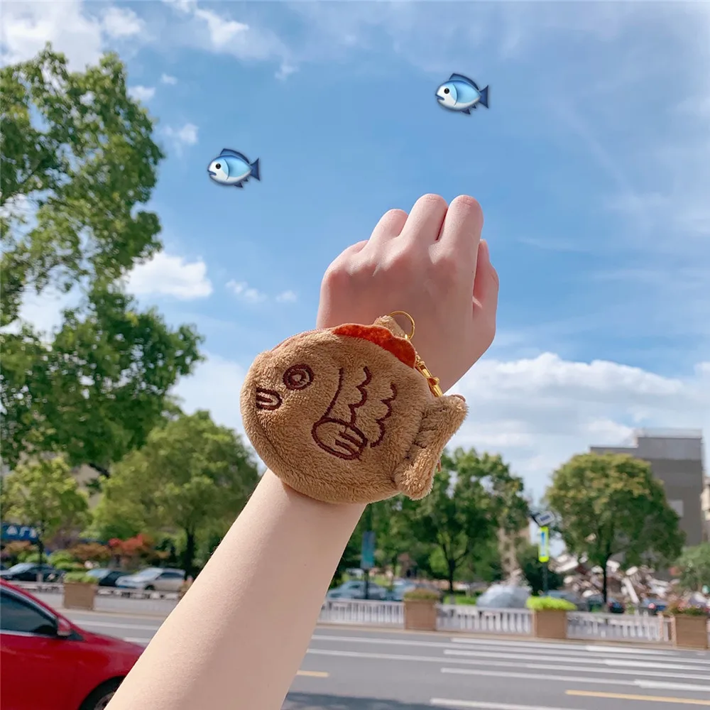 Симпатичный плюшевый Кошелек для монет в виде рыбки маленькая подвесная сумка