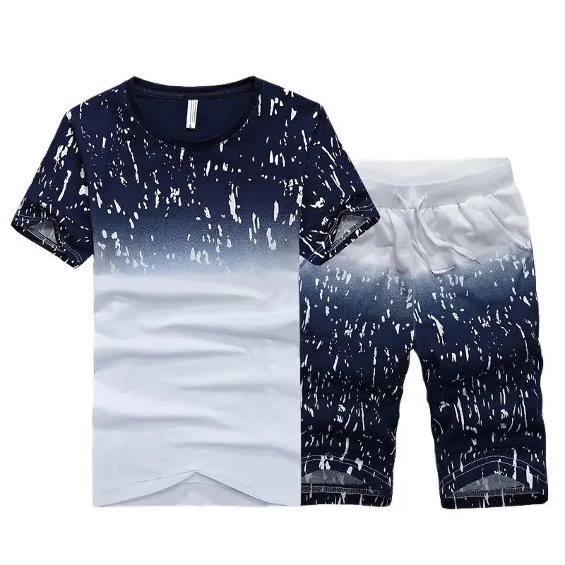 

Men's new brand sports shorts short sleeve suit. Summer fashion sportswear short-sleeved fur ball football beach series men