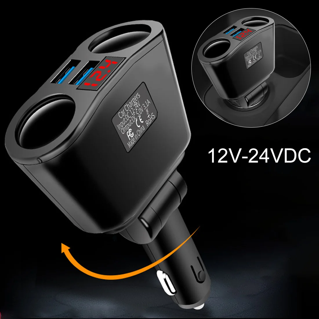 Розетка для автомобильного прикуривателя Разветвитель адаптер 3.1A USB Зарядное