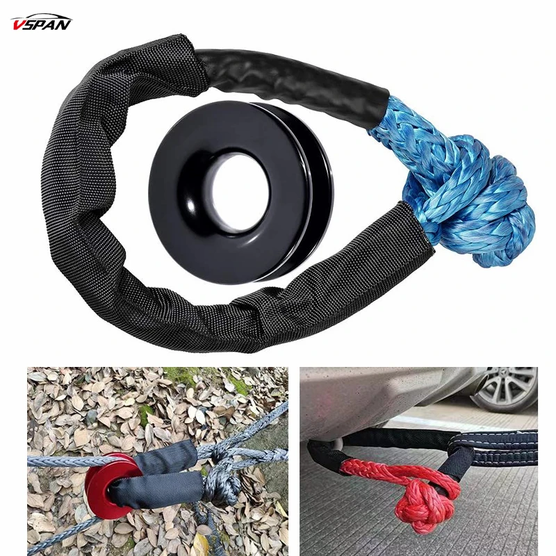

2021 Blue Synthetic Soft Shackle With Recovery Ring 38,000lbs UHMWPE Rope Shackle for Jeep ATV UTV SUV Offroad Recovery Marine