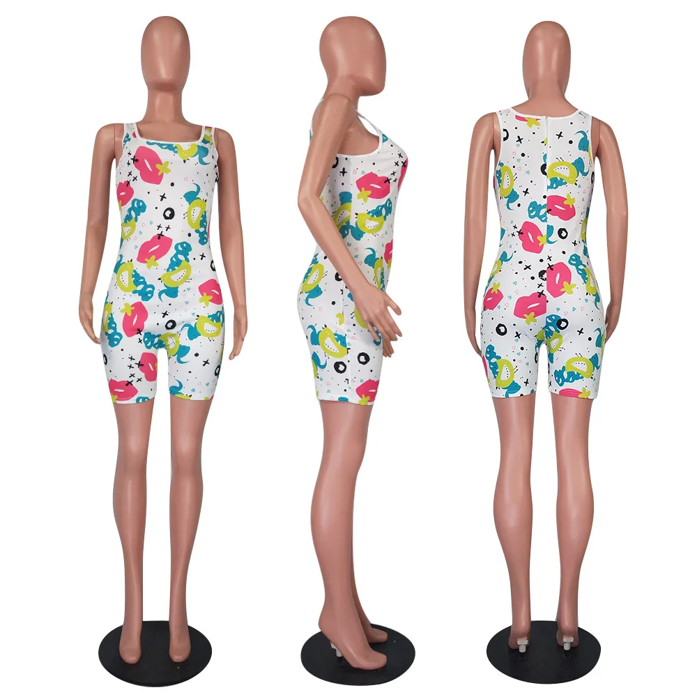 

Sleeveless Multicolor Printing Jumpsuit Women's Jumpsuit Pajamas Street Wear Casual Exercise Sports Jump Square Dance Jumpsuit