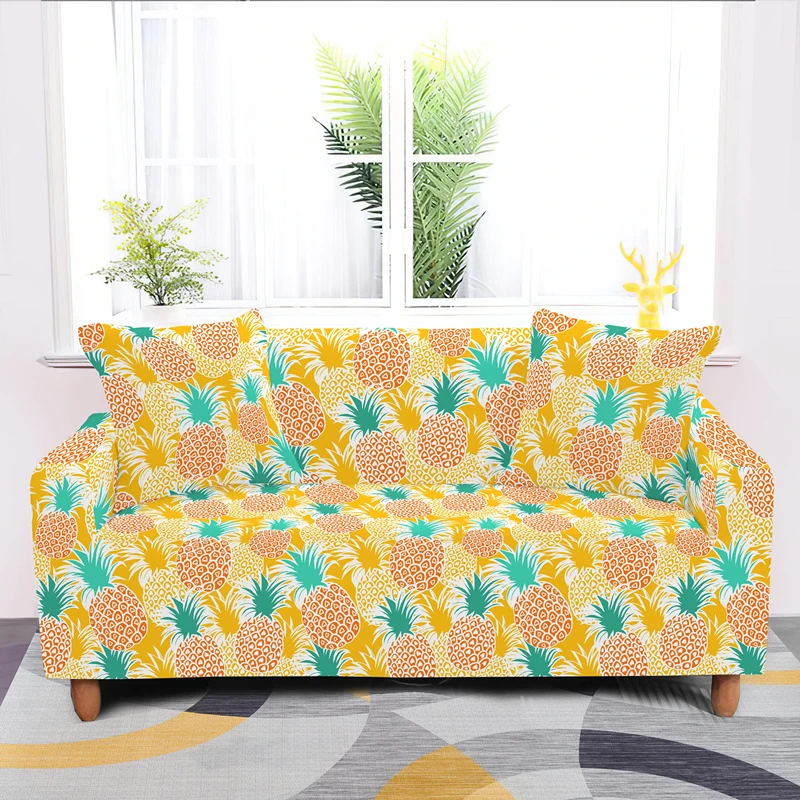 

High Grade Pineapple Printing Sofas Towel Slip-resistant Sectional Sofa Covers For Living Room Fully-Wrapped Anti-Dust