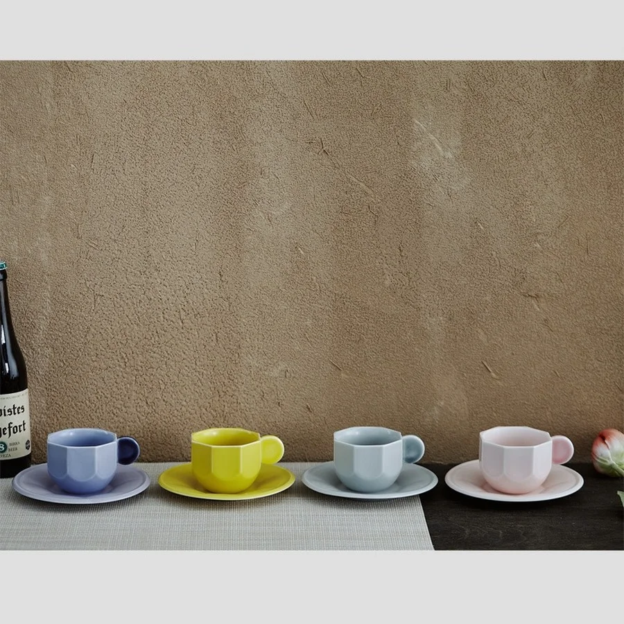 

Nordic Simple Cup Handmade Ceramic High Quality Saucer Set Vintage Reuseable Cup Porcelain Tazas De Cafe Home Drinkware DB60BD