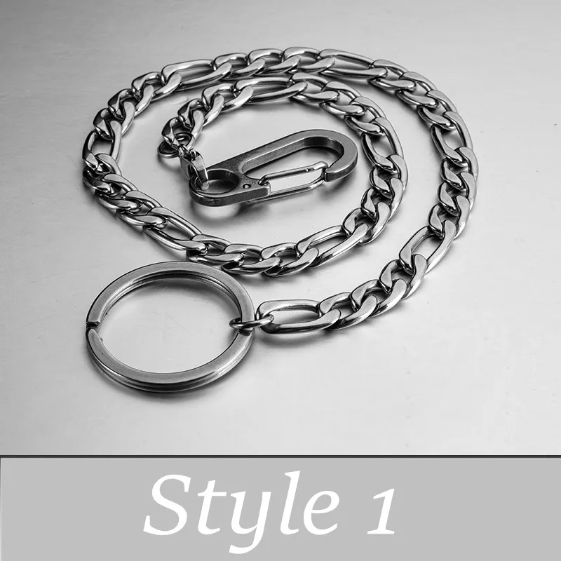 style 1 QOONG хип-хоп модные брелки 40 см длинные металлические большие кольцо в стиле рок/панк Модные Брелки клипсы ювелирные изделия брюки брелок кошелек цепь - Цвет: style 1