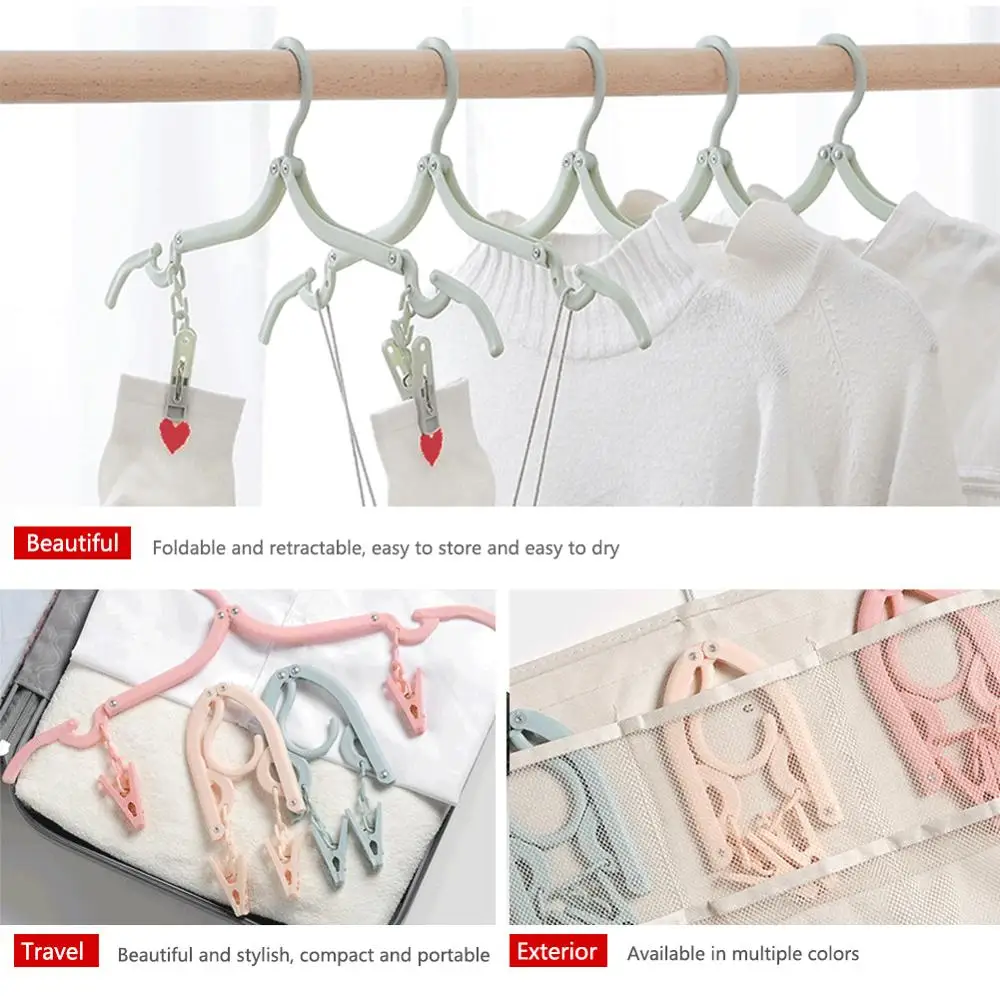 Travel clothes hanger Portable Folding Clothes Hanger Multifunction Magic Stretch Drying Rack Home Wardrobe Storage | Дом и сад