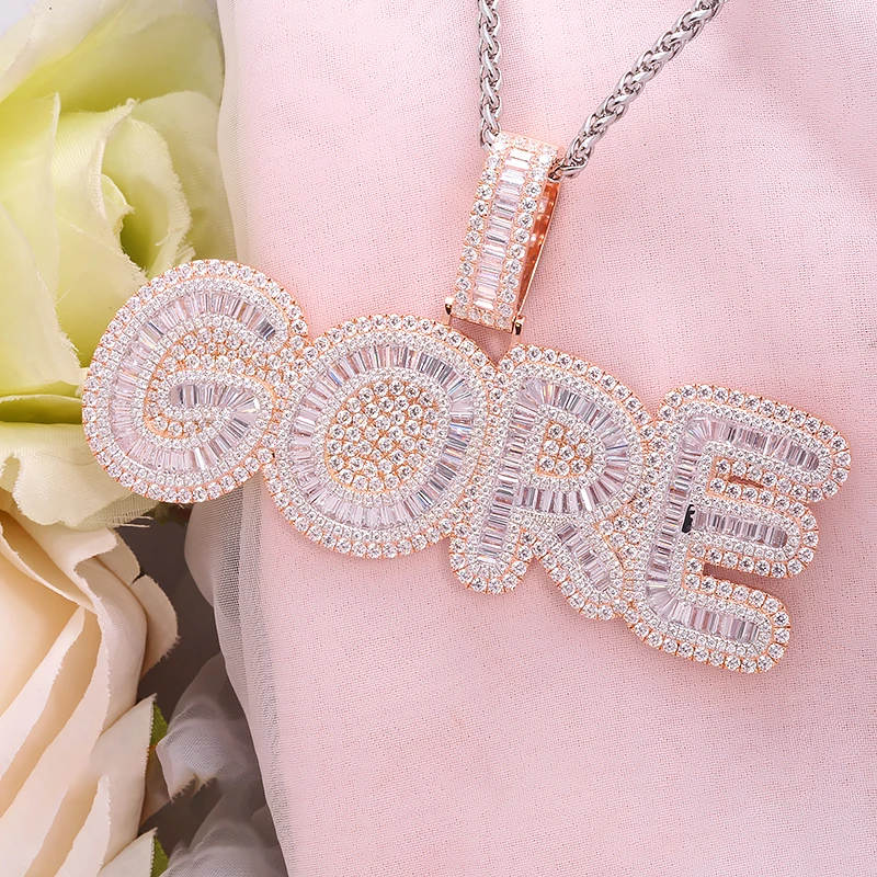 

AEAW Custom hiphopjewelry Rapper jewelry Letter Zircon pendant solid 10K white gold or s925 silver about 16.5ctw