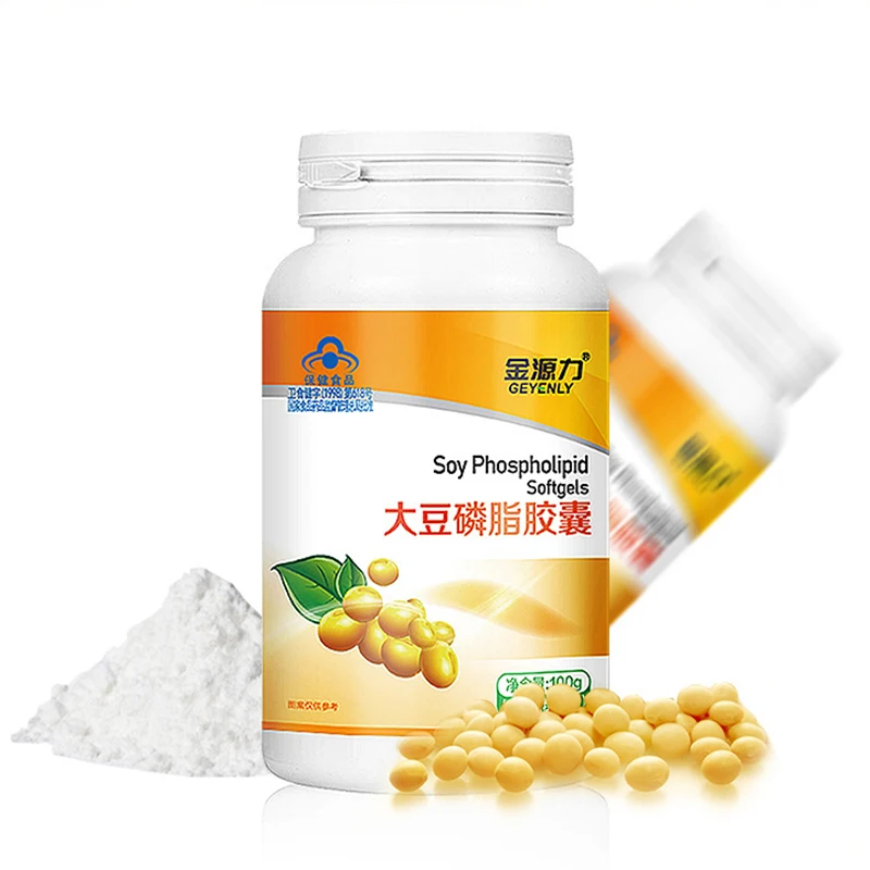 Natural Soy Lecithin Liquid 1000mg*100pcs Prevent and Treat Atherosclerosis Liver Disease Senile Dementia Soybean Phospholipids