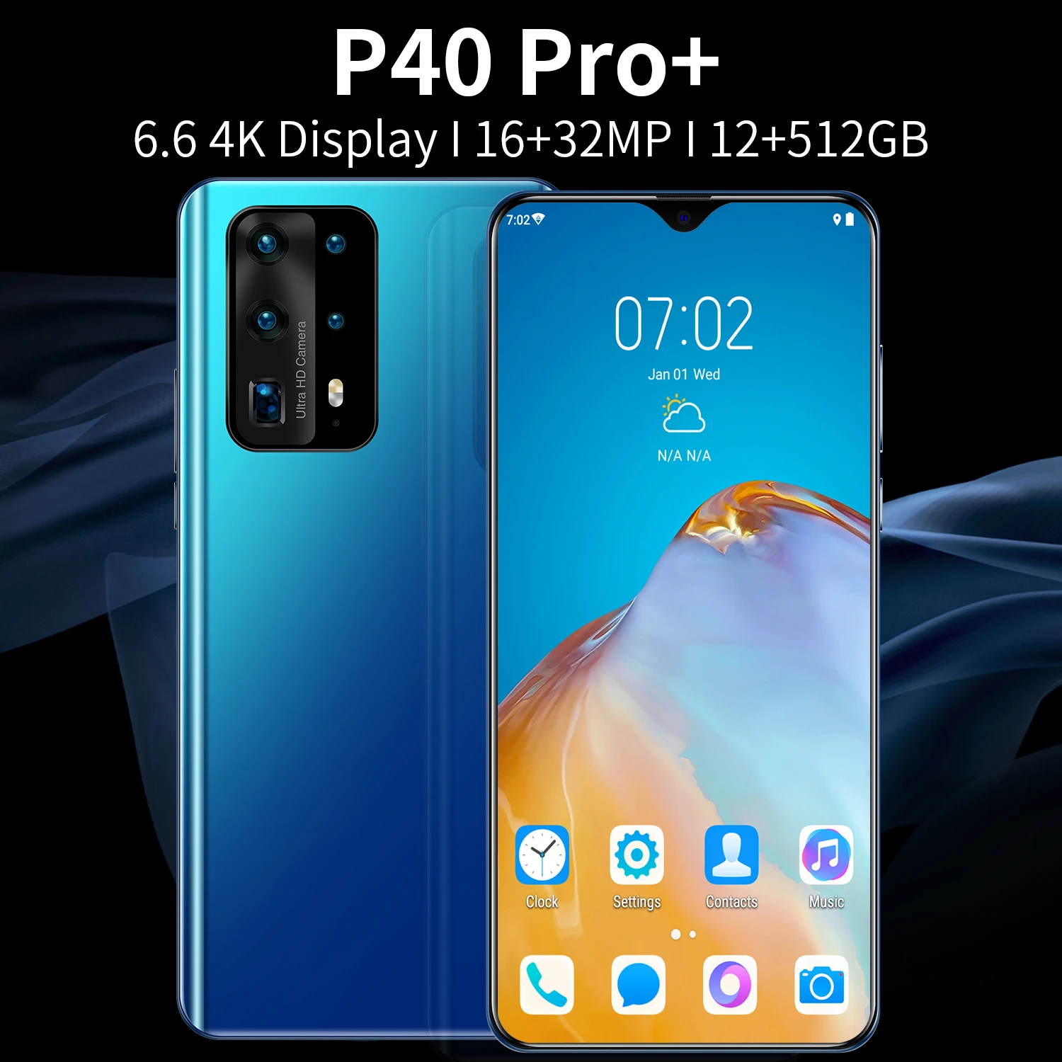 

Newest Smartphone P40 Pro+ Android 12GB RAM 512GB ROM 5000mAh Deca Core CPU Mobile Phone 6.6" 32MP Rear Cameras