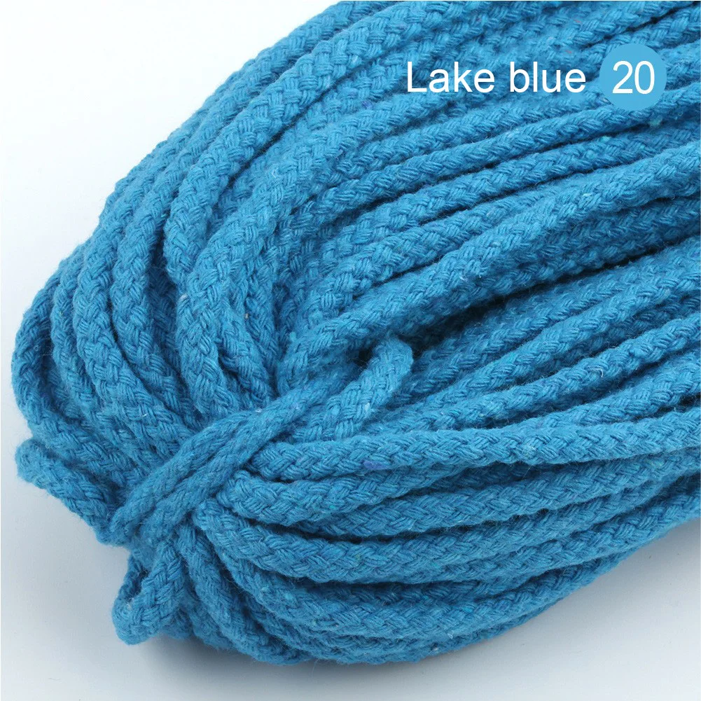 20 Lake blue 5 мм хлопковый шнур, экологичный витой канат, высокопрочная нить, сделай сам, текстиль, ремесло, тканая веревка, украшение для дома, Touw, 5 ярдов/партия - Цвет: 20 Lake blue
