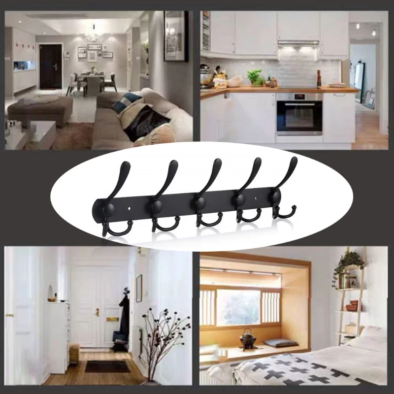 

5 Hooks Stainless Steel Wall-mounted Bathroom Hook Rack Bedroom Coat Hanger