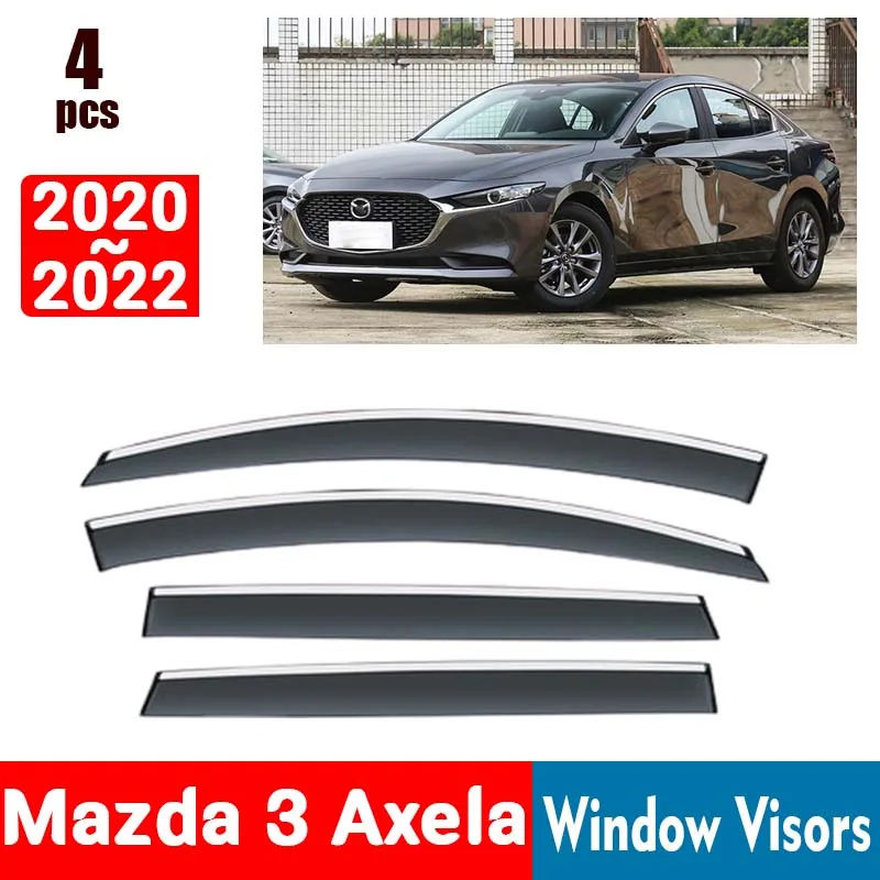 FOR Mazda 3 Axela 2020-2022 Window Visors Rain Guard Windows Rain Cover Deflector Awning Shield Vent Guard Shade Cover Trim