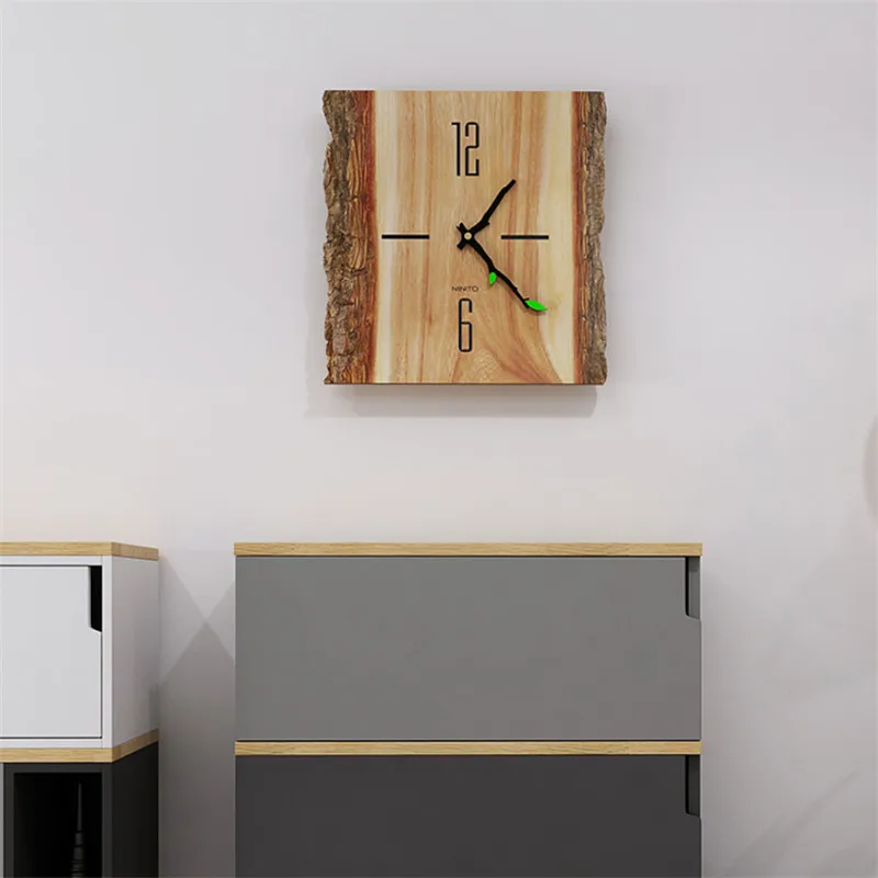 Nordic Creative Tree Pattern Wall Clock Simple Modern Design Wooden Clocks for Bedroom Wood Watch Home Decor Silent | Дом и сад
