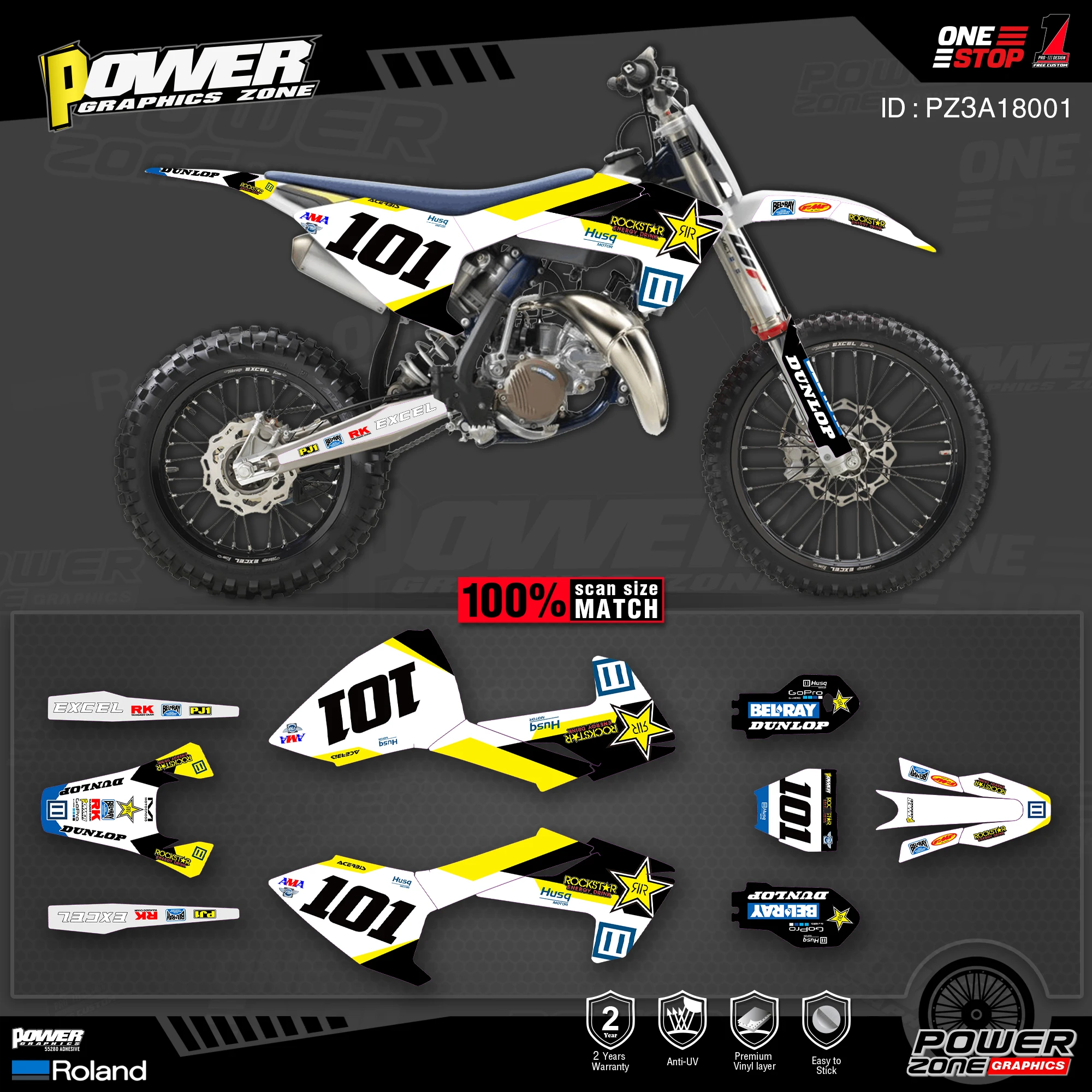 PowerZone Custom Team Graphics Decals Stickers Kit For Husqvarna Decal TC 85 2018 2019 2020 01 | Автомобили и мотоциклы