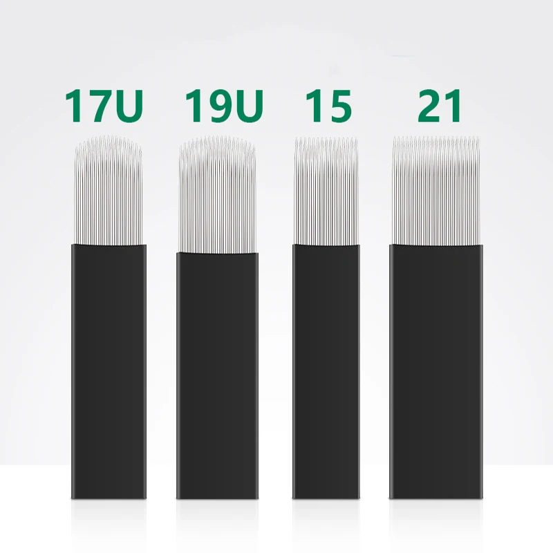 

100pcs Microblading Needle 2 Rows 15 Pin Liner Permanent Eyebrow Makeup Brow Blades Fog Manual Microblading Pen Free Shipping