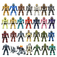 20pcslot warriors humans building blocks bricks halo wars games plastic armors kids diy gifts toys with weapons guns