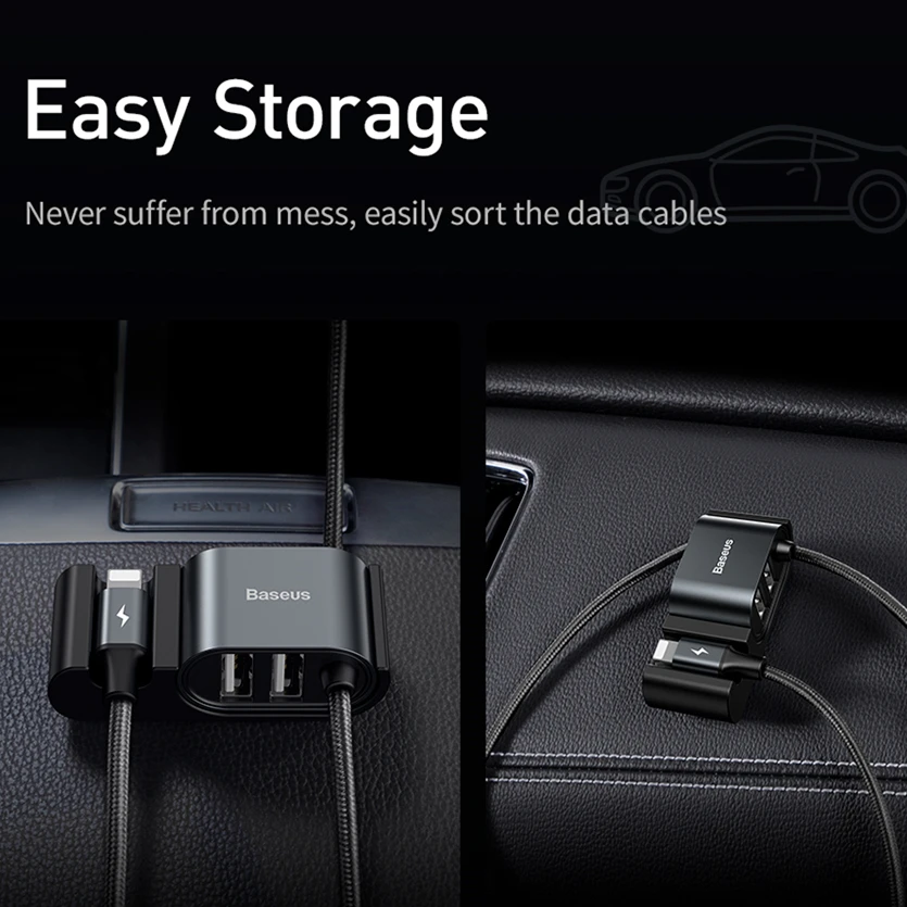 Baseus USB Cable Car RearSeat Dual Charger with Charging for iPhone xr 8 7 6 6s plus Data Phone Cord Adapter | Мобильные телефоны и