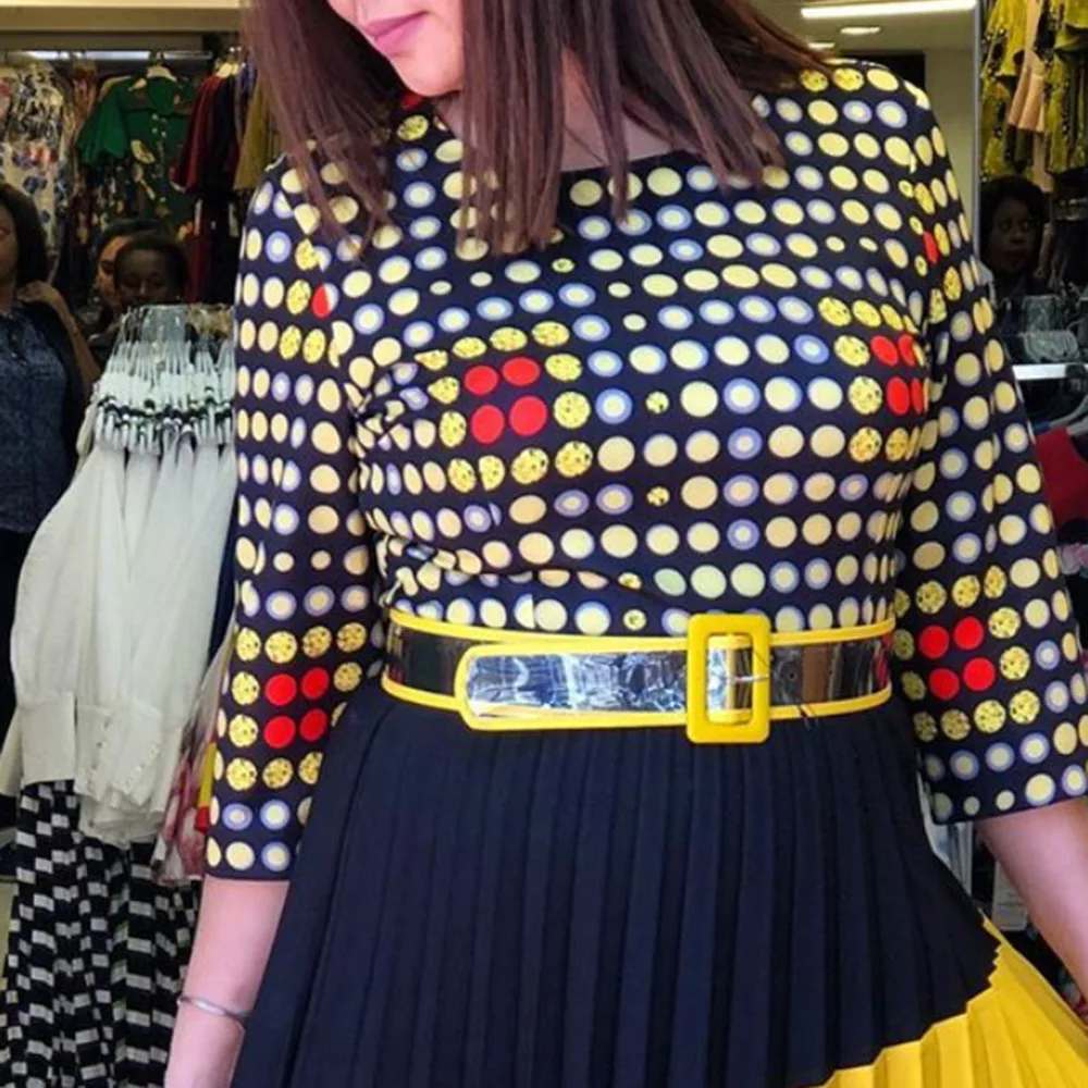 Женское плиссированное платье размера плюс осеннее миди в африканском стиле