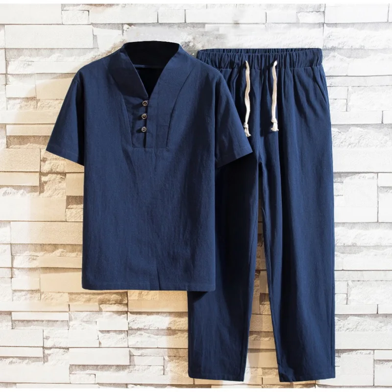 HEFLASHOR Мужская мода летнее китайское платье Ципао с рисунком Стиль хлопковое