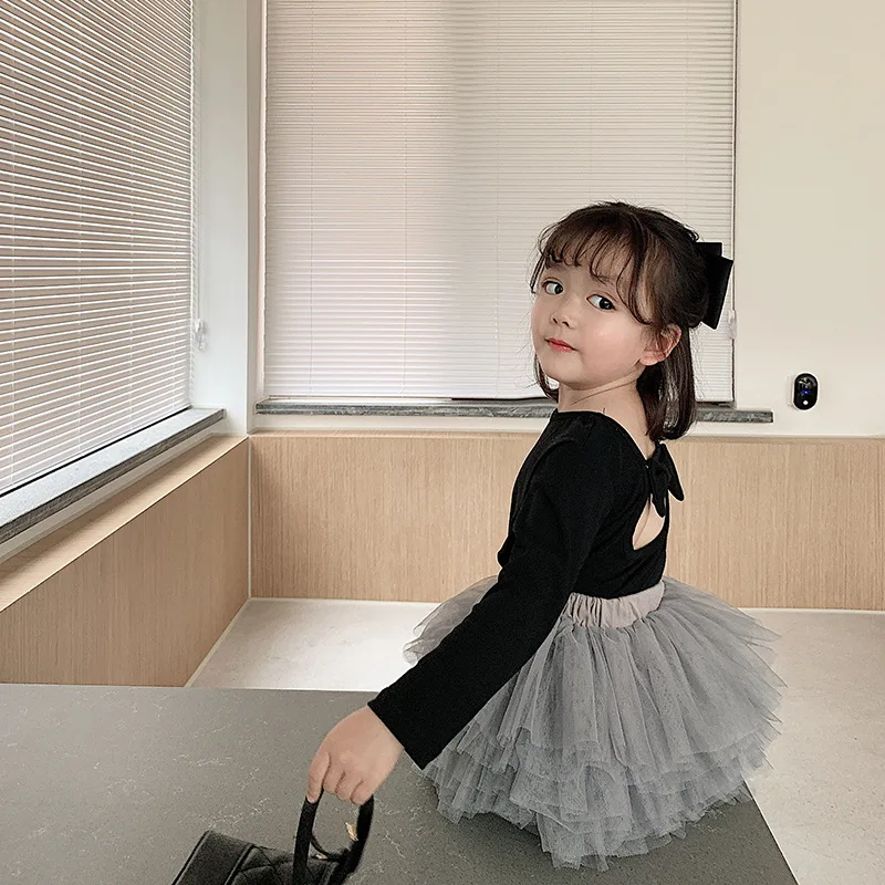 Camiseta b&aacute;sica con lazo y espalda descubierta para ni&ntilde;a, Tops de algod&oacute;n a la moda, ropa para ni&ntilde;a QZ048 2020-2