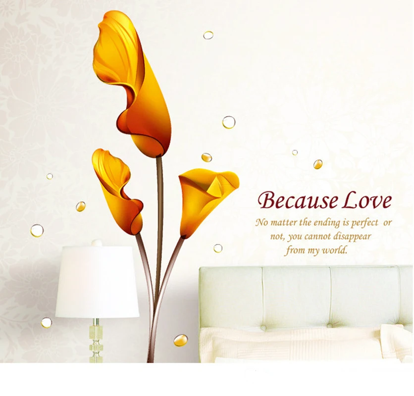 

Calla Lily PVC Wall Sticker Beautiful Flowers Wallpaper Living Room Bedroom Romantic Decoration Mural Self-adhesive DIY Decal