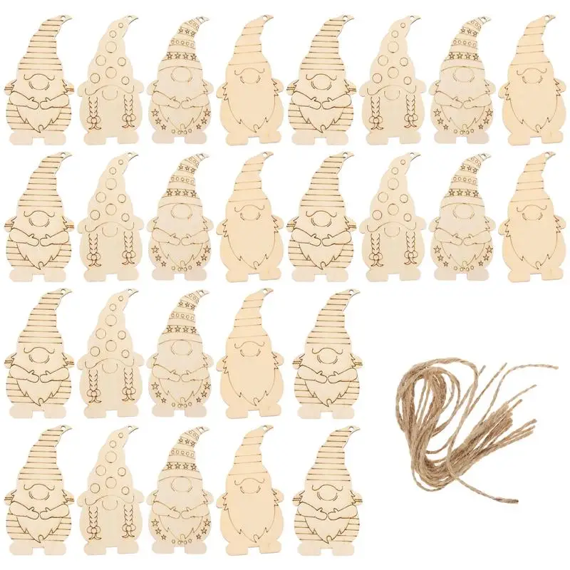 

40PCS DIY Painting Wood Elf Blank Wood Gnome Crafts For Home School Decor Pendant DIY Painting Saint Graffiti Christmas Decor
