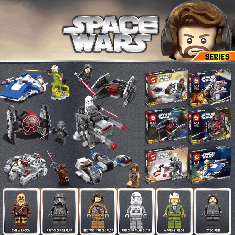 star mini TIE Fighter wars WING Falcon Millennium 75195 75196 75193 75194 compatible with lepining building blocks Bricks toys | Игрушки и