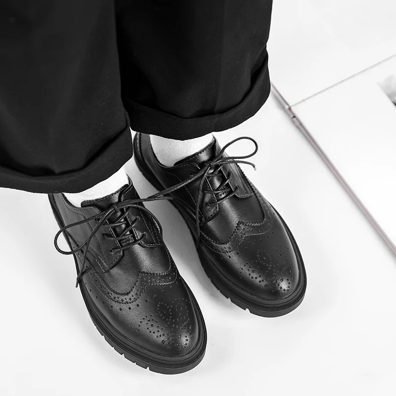 

Мужские деловые платья из натуральной воловьей кожи, на толстой нескользящей платформе, весна-осень 2022