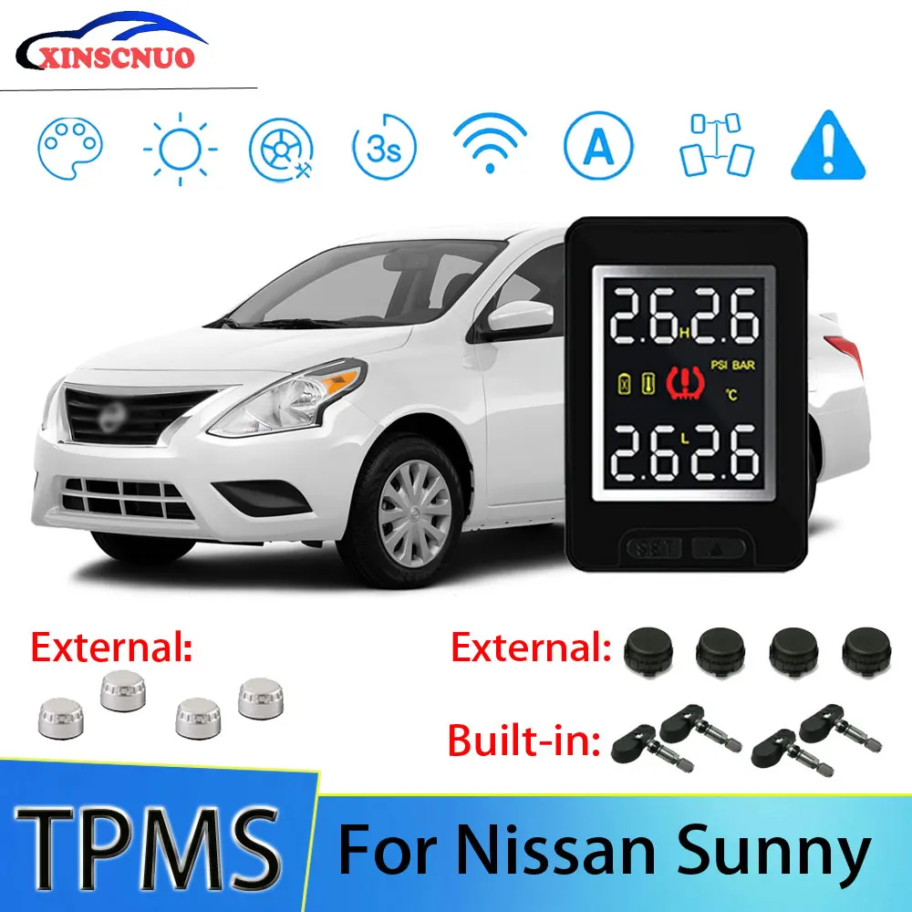 

XINSCNUO Автомобильная электроника Беспроводная для Nissan Sunny TPMS система контроля давления в шинах датчик ЖК-дисплей