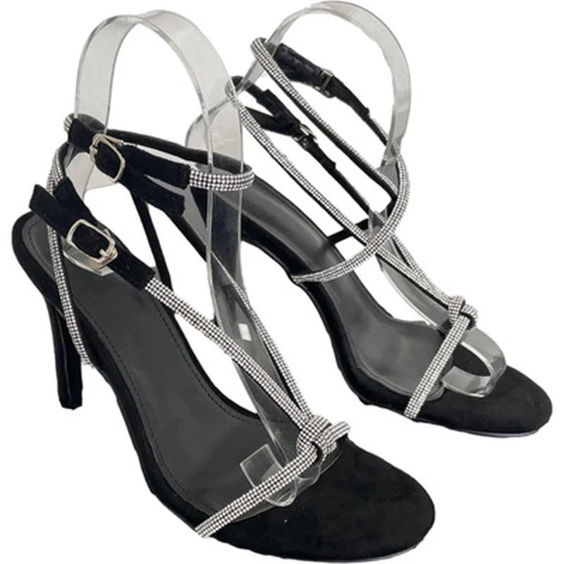 

Женские туфли с ремешком на щиколотке, черные вечерние туфли из искусственной кожи на тонком каблуке с пряжкой в горошек, лето 2021