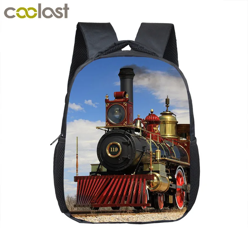 Детский рюкзак с паровозиком школьные ранцы для детского сада 12 дюймов