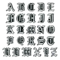 1pc a z black white 5cm high english alphabet letteres mixed embroidered sew on badge iron on patch for clothes bag old english