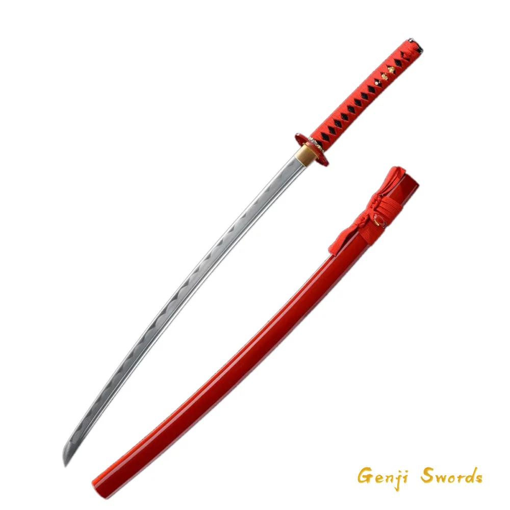 Handmade Full Tang Japanese Red Kill Bill Katana 1045 Carbon Steel Samurai Sword Sharpened Edge