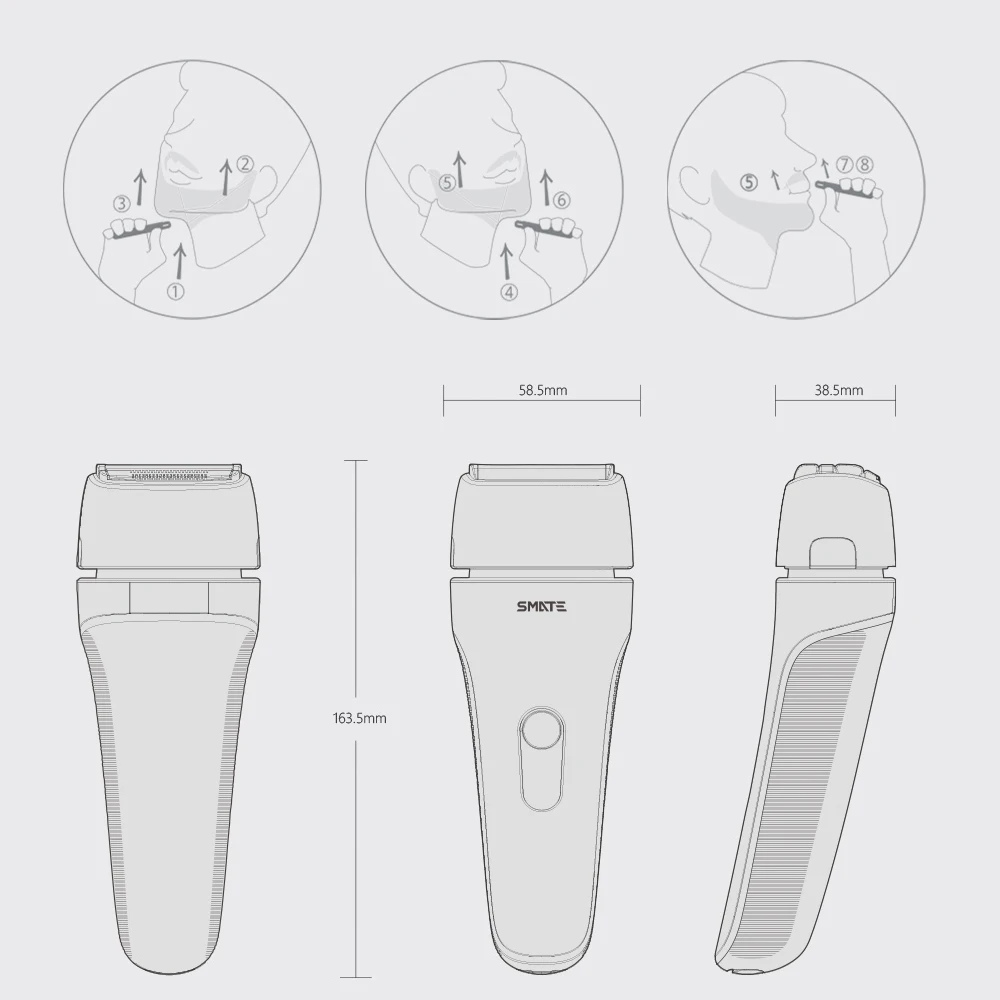 Smate Reciprocating Electric Razor For Xiaomi Mijia Men Shaver Four Blade Trimmer Beard Dry and Wet Machine For Shaving Razor