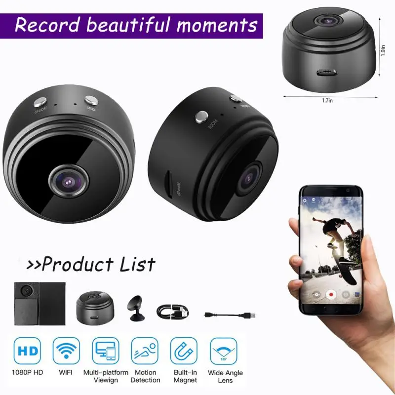 

Миниатюрная IP-камера HD1080P, Wi-Fi, A9, беспроводная микровеб-камера, видеокамера, видеорегистратор, дистанционное управление, скрытая камера наб...