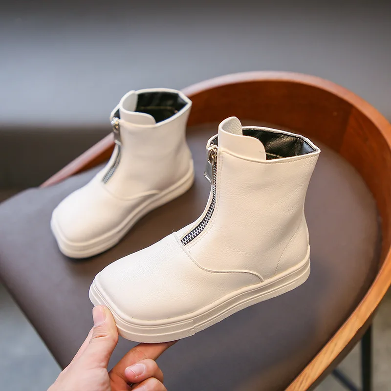 

MHYONS Children Chelsea Boots Kids Girls Martin Boots Casual Autumn Winter PU Leather School Boy Shoes Fashion In Snow Boots