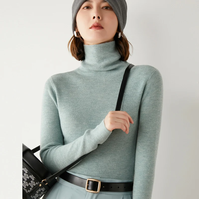 

Turtleneck sweater women's autumn and winter 2021 new pile collar pullover sweater Korean version of the slim inner base shirt