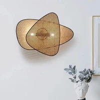 screen cannage sconce bamboo wall lamp e27 indoor outdoor corridor wood wall lamp asia style sconce bedside wicker light