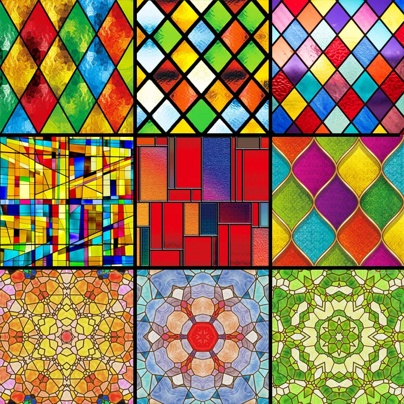 

Custom Size Glass Film Elecrostatic Church Style Stained Window Reuable Home-Decor Glass Foil For Home Office Store 40cmx100cm