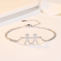 european and american new style silver plated fashion hand in hand bracelet micro inlaid zircon women bracelet hand jewelry gift