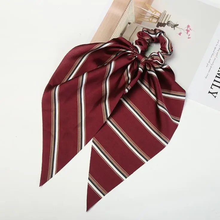 7 Bohemian Chiffon Flower Shrink Scarf Hair Band Ponytail Entrainment Bow Floral Print Hair Bundle Rope - Цвет: 7