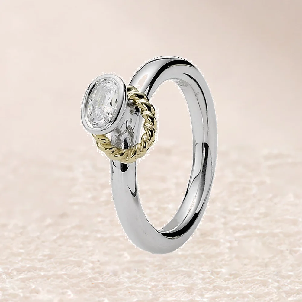 

190830CZ 14k Gold Halo Clear CZ Ring
