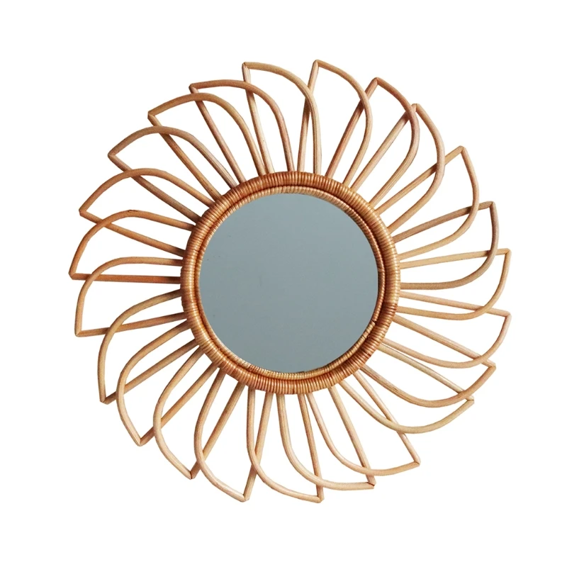 

Rattan Innovative Art Decoration Round Makeup Mirror Dressing Wall Mirror Props 094A