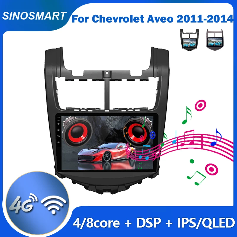 

Sinosmart для Chevrolet Aveo Sonic 2011-2014 автомобильный радиоприемник с навигацией GPS 2.5D IPS/QLED экран 8 ядер, DSP 48EQ
